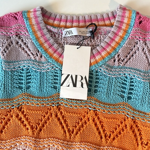 NWT Zara Chunky Knit Sleeveless Sweater Multicolor - Picture 3 of 8